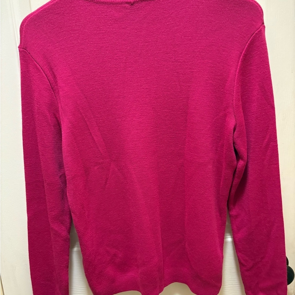 Bogner Virgin Wool Embroidered Dragon Crest Sweater – Fuchsia Pink – Size M - Picture 11 of 15